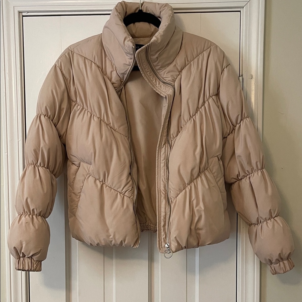 Love Tree Tan Quilted Puffer Jacket